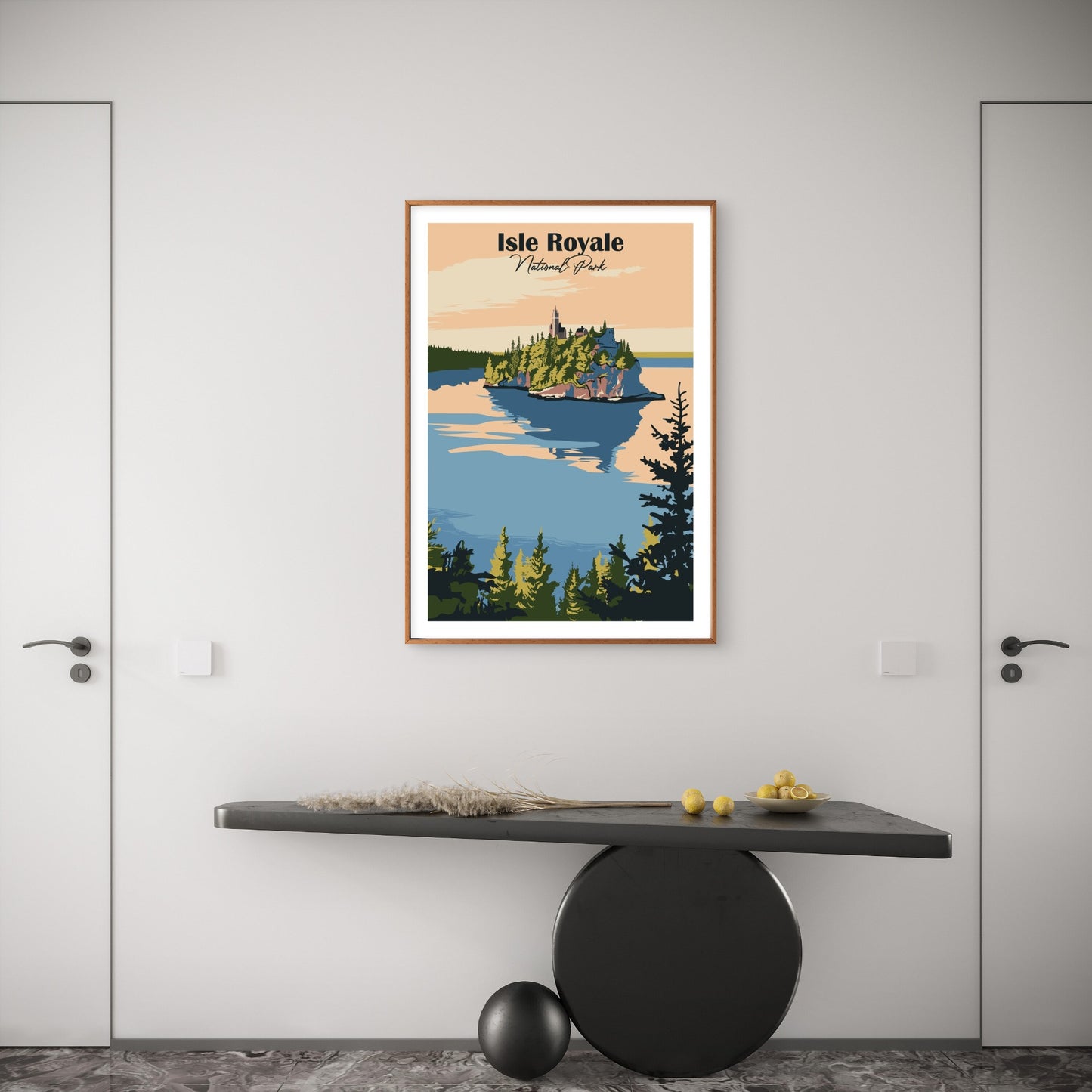 Isle Royale National Park Retro Lake Forest Travel Poster Print Wall Art