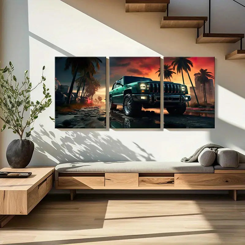 3pcs Off-Road SUV Digital Art Metal Print Ready to Hang Art