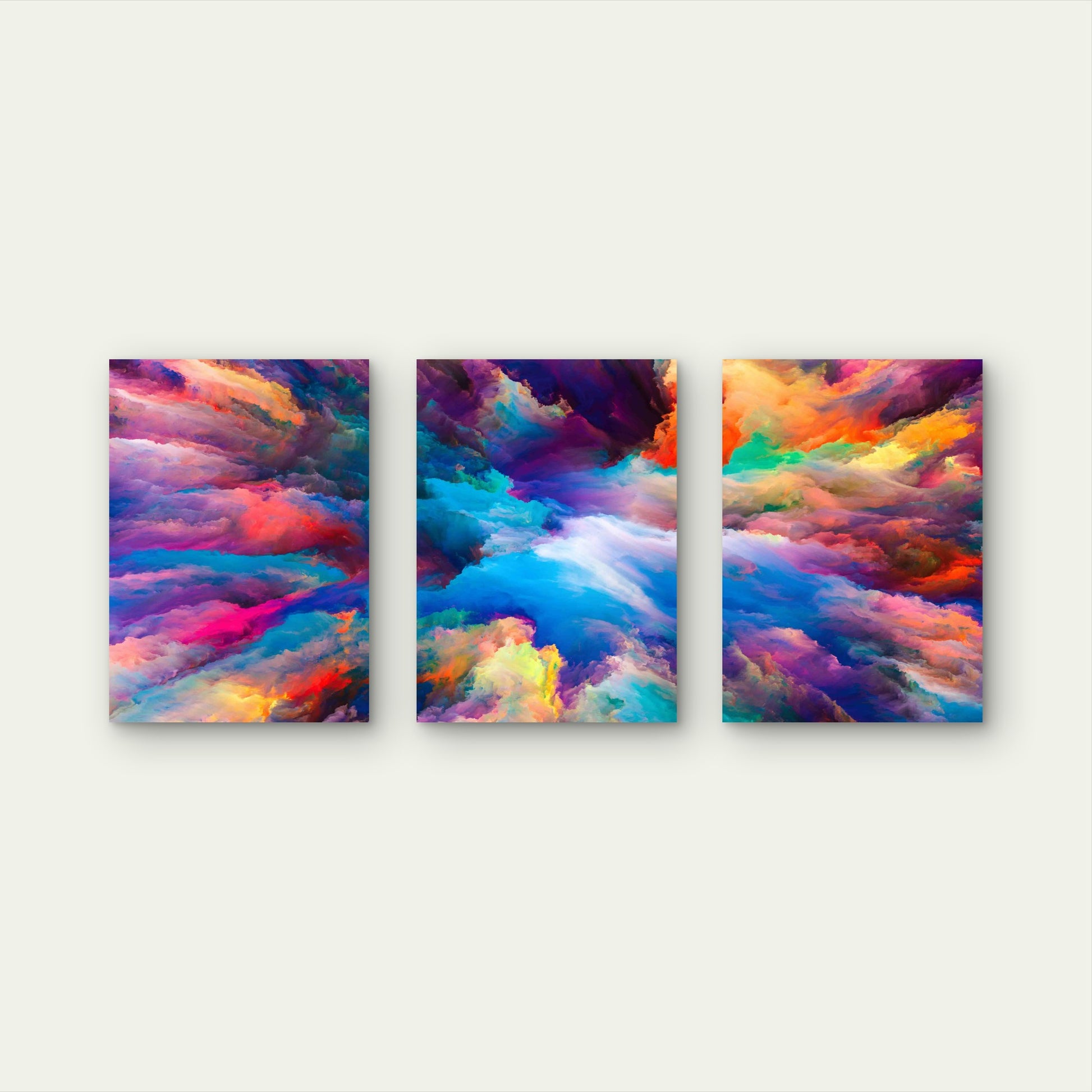 3pcs Vibrant Acrylic Paint Explosion Metal Print Ready to Hang Art - Bella Home Decor