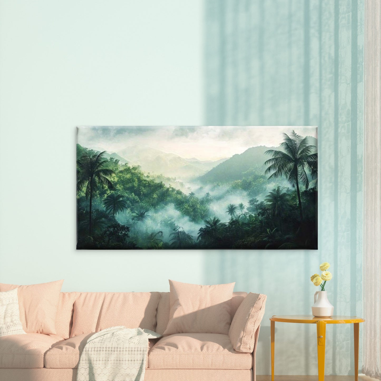 Tropical Rainforest Landscape Wall Art Canvas Office Home Room Framed 120x60cm - Bella Home Decor