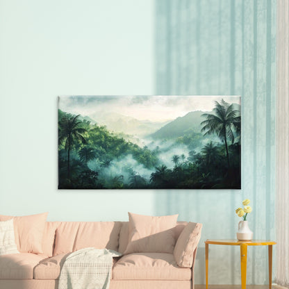 Tropical Rainforest Landscape Wall Art Canvas Office Home Room Framed 120x60cm - Bella Home Decor