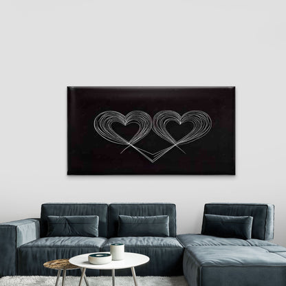 Double Heart Line Wall Art Canvas Office Home Room Framed 120x60cm