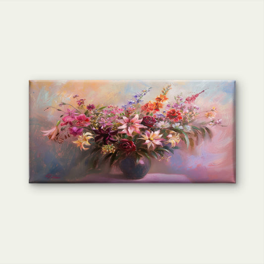 Abstract Floral Vase Painting Wall Art Canvas Office Home Room Framed 120x60cm