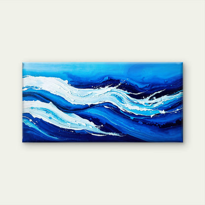 Blue Ocean Waves Wall Art Canvas Office Home Room Framed 120x60cm