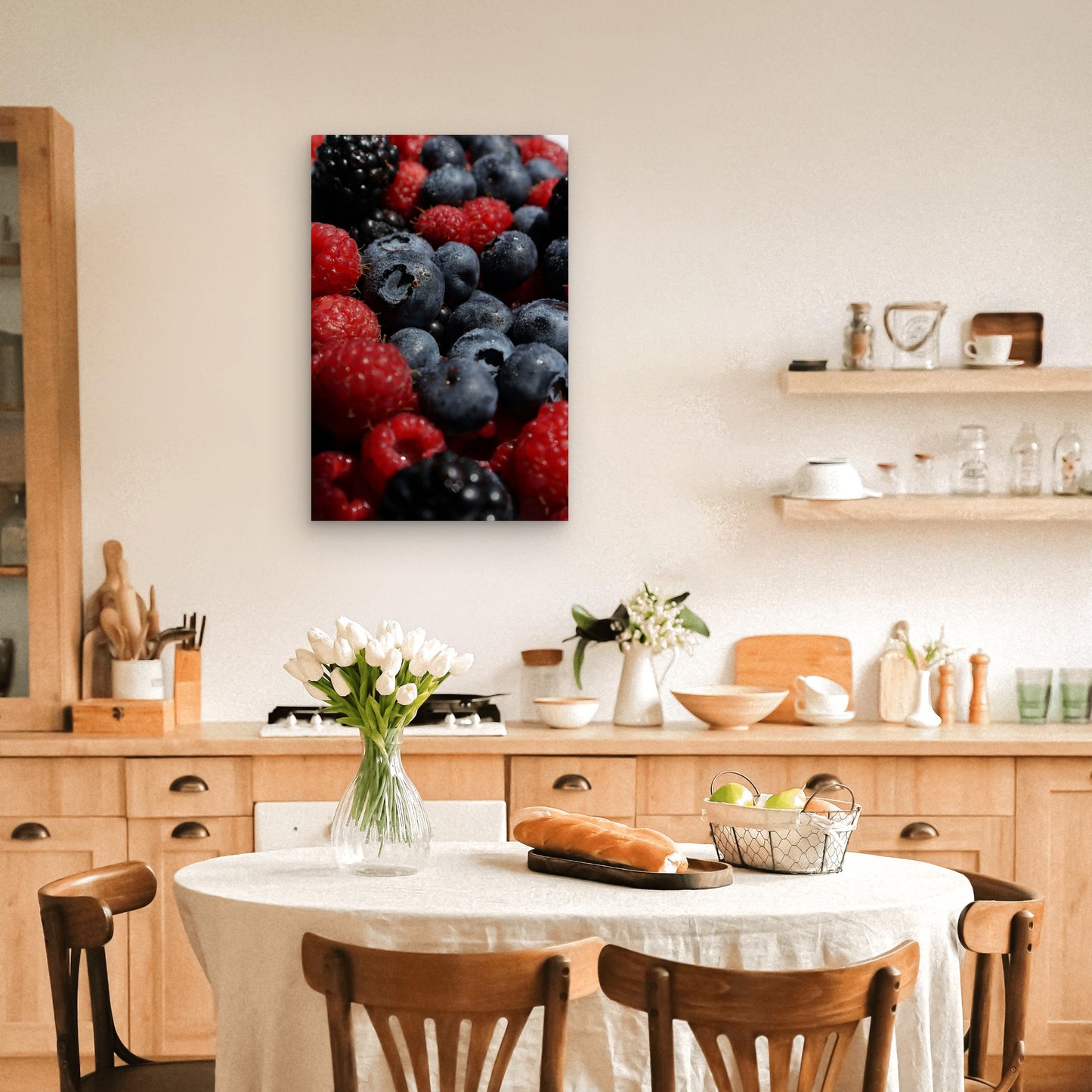 A Close Up Of Mixed Berries With Water Droplets 40x60cm Metal Print Ready to Hang