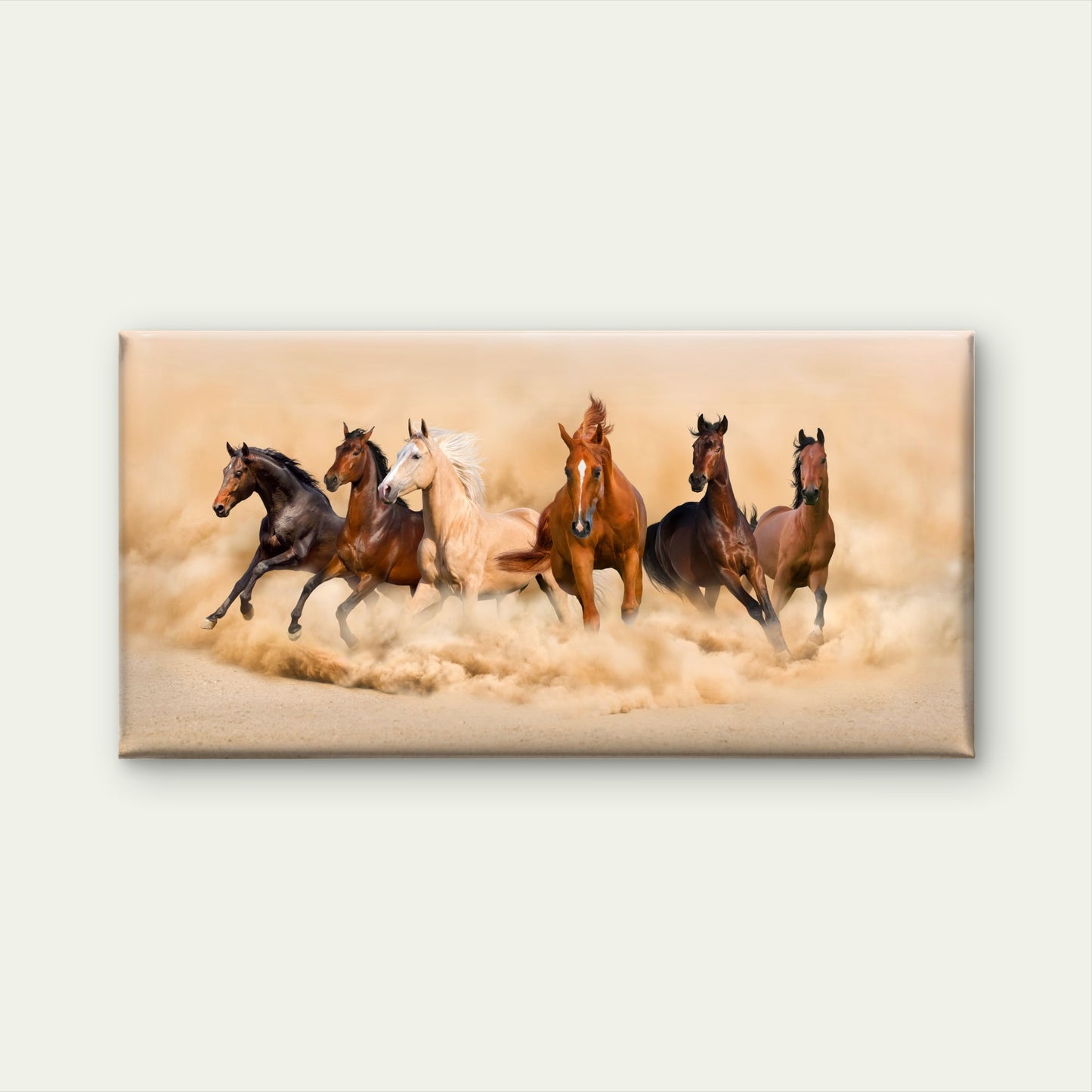 Six wild Horses running Fast Wall Art Canvas Office Home Room Framed 120x60cm
