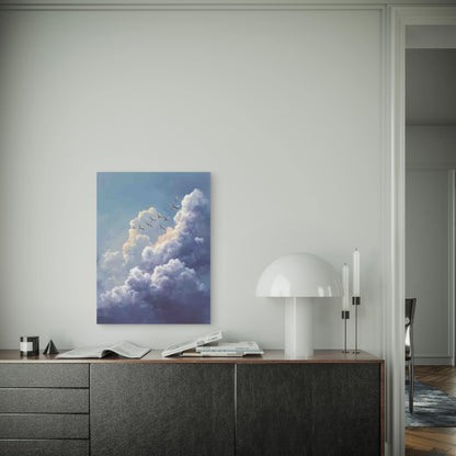 Soaring Birds in Heavenly Clouds 60x90cm Metal Print Ready to Hang