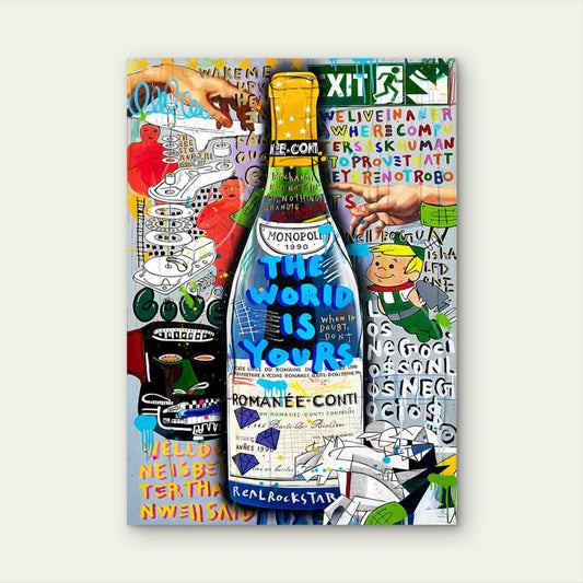 Graffiti Wine Vessel Displayed Openly 40x60cm Metal Print Ready to Hang