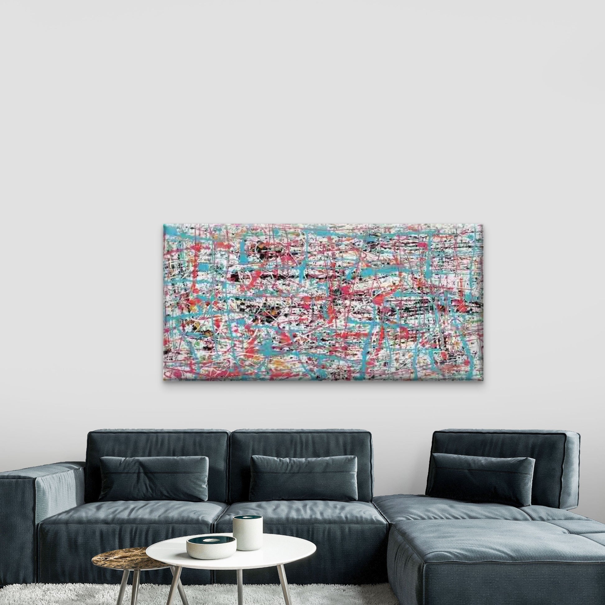 Abstract Colorful Splatter Art Wall Art Canvas Office Home Room Framed 120x60cm - Bella Home Decor