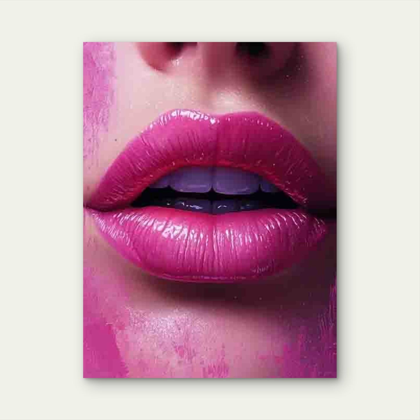 Pink Lips Fashion-Themed Artwork Metal Print Ready to Hang