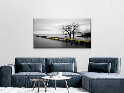 Panoramic Canvas Wooden Pier B&W View High Quality 100% Australian Made Wall Canvas Print Ready to Hang