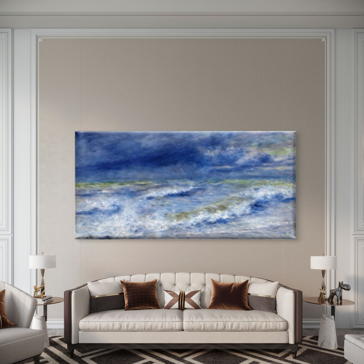 Ocean Waves Seascape Wall Art Canvas Office Home Room Framed 120x60cm
