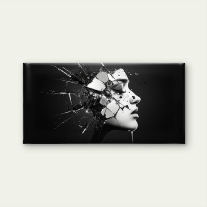Abstract Broken Face Woman Wall Art Canvas Office Home Room Framed 120x60cm