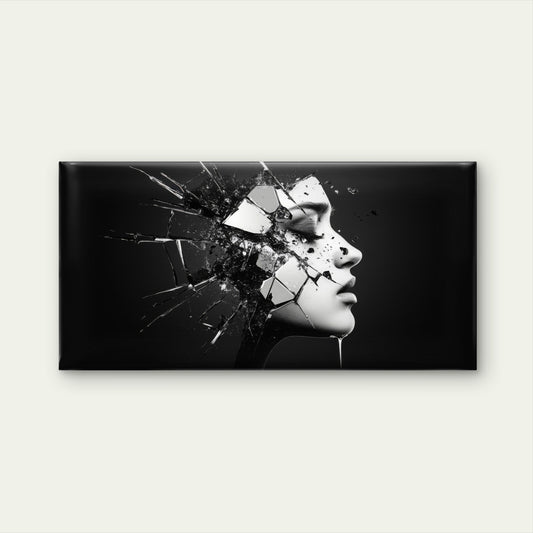 Abstract Broken Face Woman Wall Art Canvas Office Home Room Framed 120x60cm