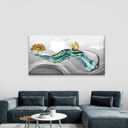 Sailing Ship Journey with Wine Wall Art Canvas Office Home Room Framed 120x60cm - Bella Home Decor