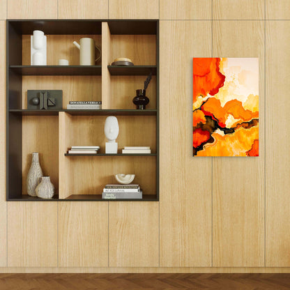 Orange Yellow Abstract Fluid Ink 40x60cm Metal Print Ready to Hang