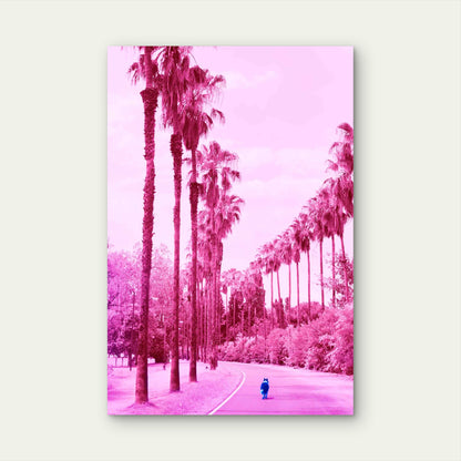 Pink Paradise Palm Promenade Metal Print Ready to Hang - Bella Home Decor