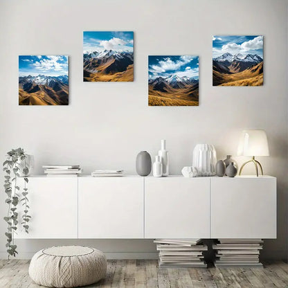 4pcs Snow Covered Andes Mountain Picture Wall Art Canvas Framed