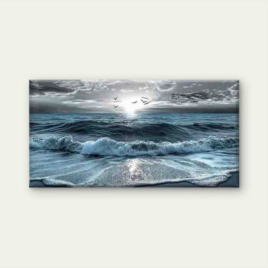 Modern Ocean Waves Wall Art Canvas Office Home Room Framed 120x60cm