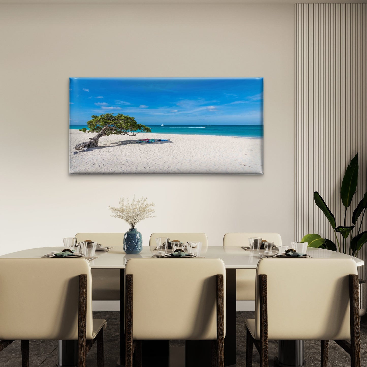 Beach Sea With Towels Laid Out Wall Art Canvas Office Home Room Framed 120x60cm