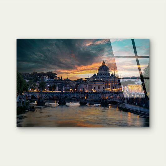 Vatican St Peters Dome Sunset Acrylic Glass Printing Wall Art Australian Made Quality