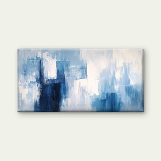 Abstract Design Blue And White Wall Art Canvas Office Home Room Framed 120x60cm