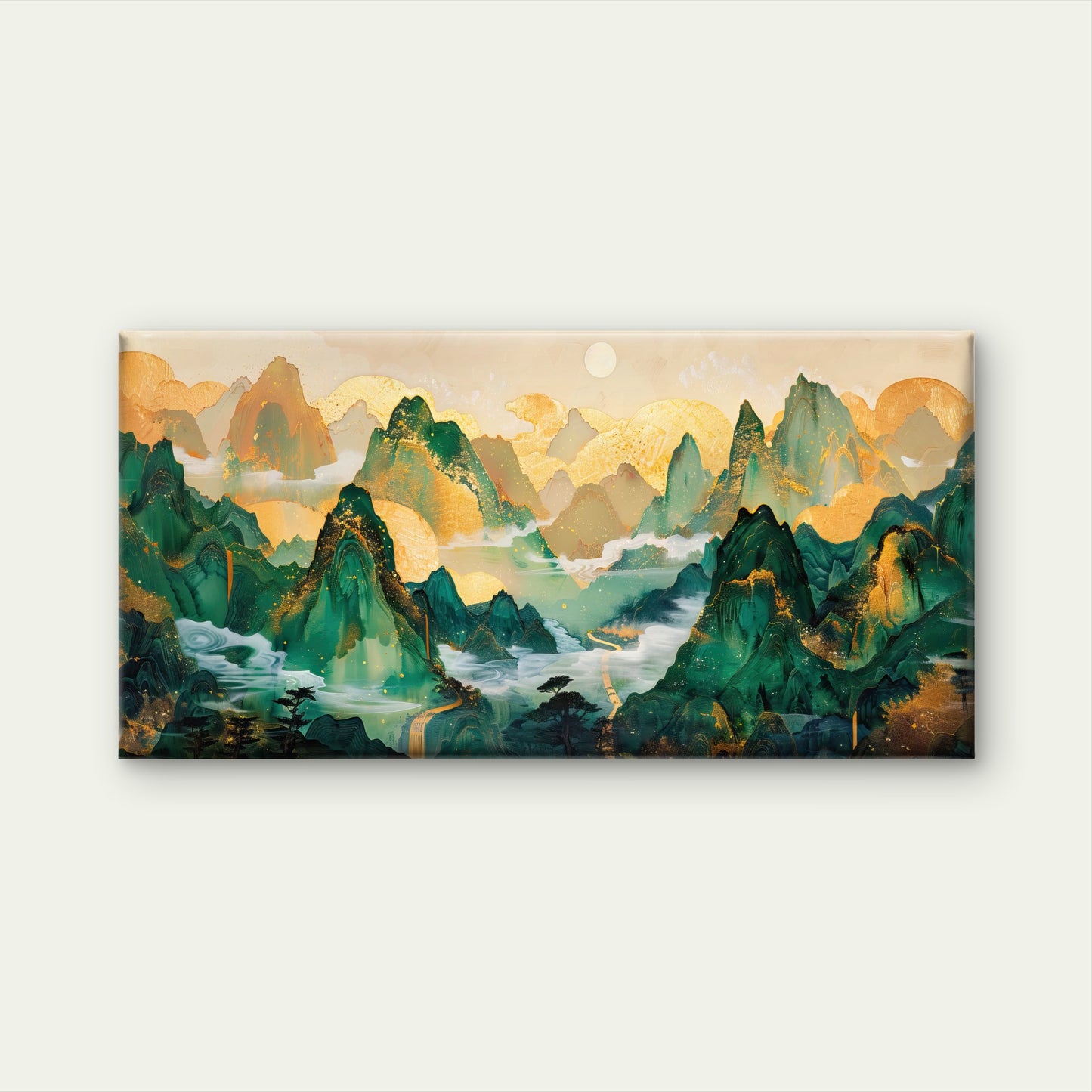 Infinite Jade Mountain Range Wall Art Canvas Office Home Room Framed 120x60cm - Bella Home Decor