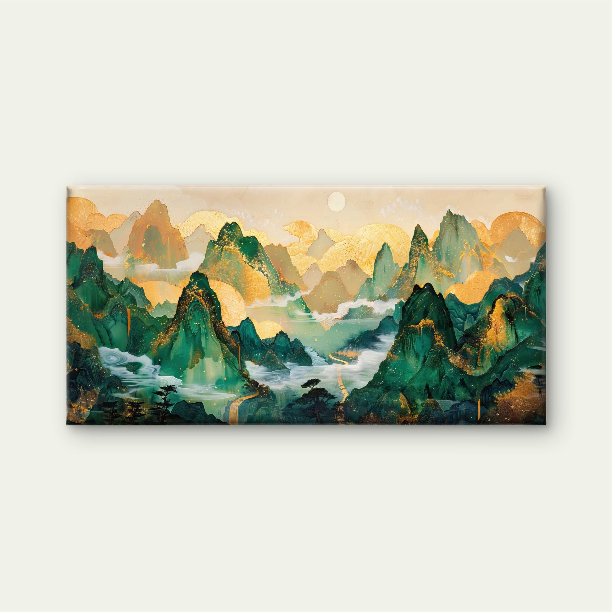 Infinite Jade Mountain Range Wall Art Canvas Office Home Room Framed 120x60cm - Bella Home Decor