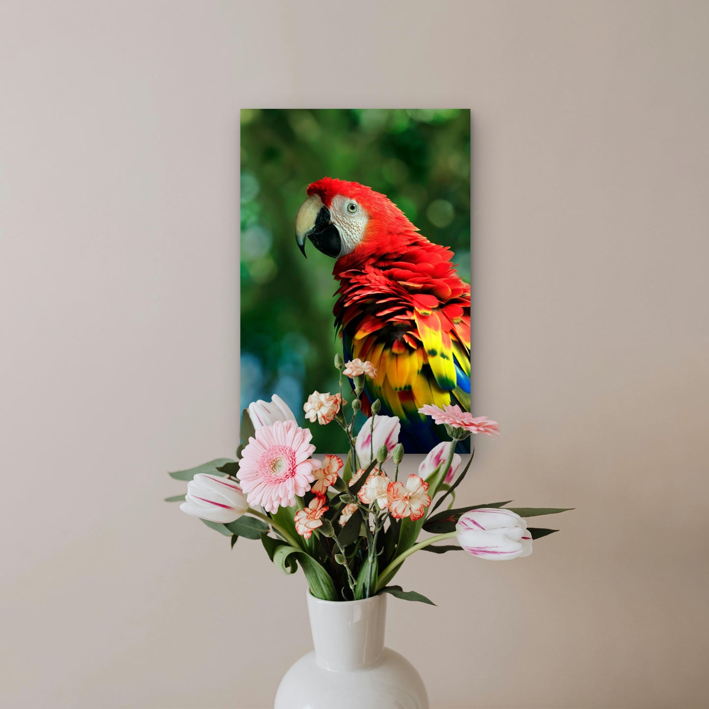 Scarlet Macaw Standing on Top of a Tree 60x90cm Metal Print Ready to Hang