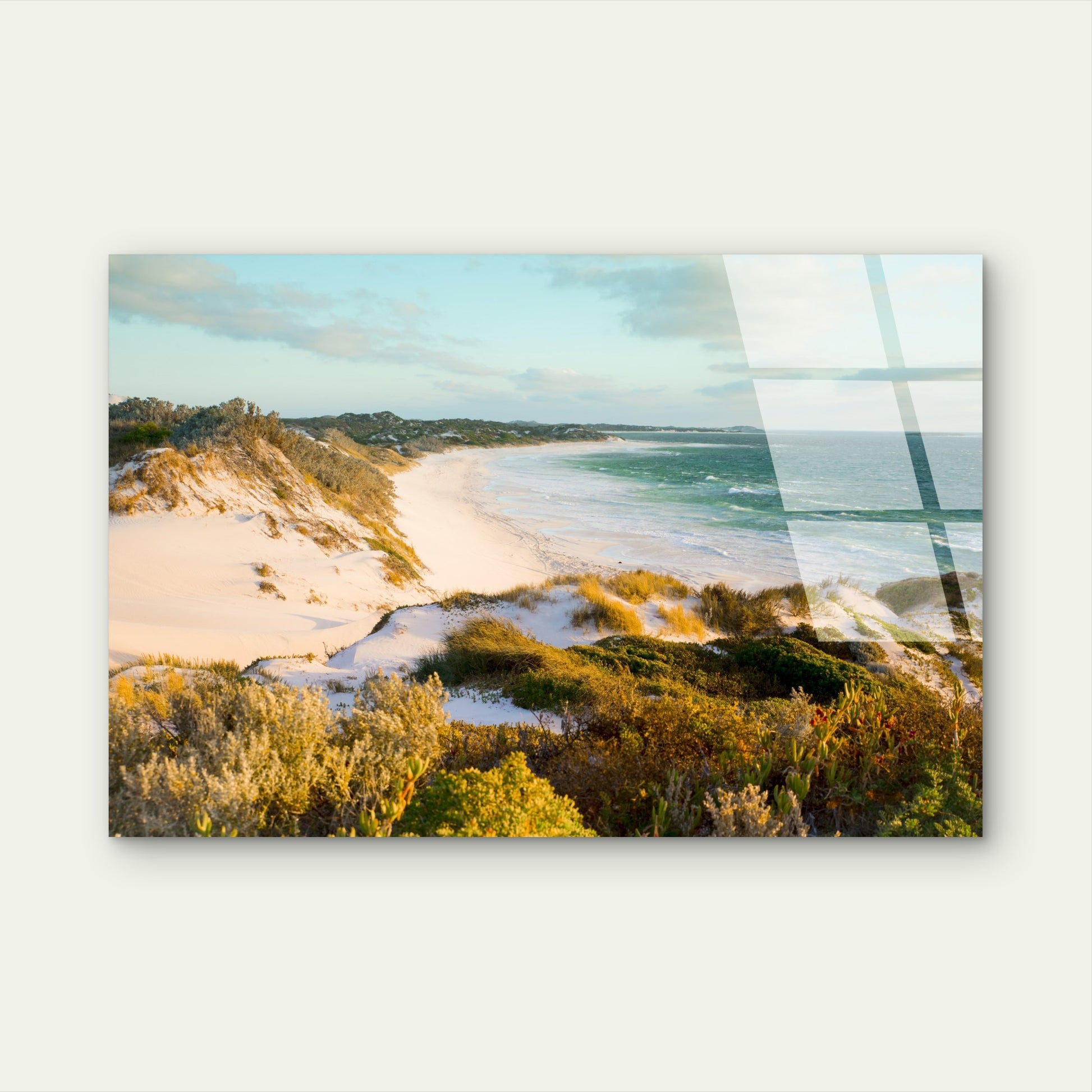 KCoastal Beach Sand Dune Turquoise Sea Acrylic Glass Printing Wall Art Australian Made Quality