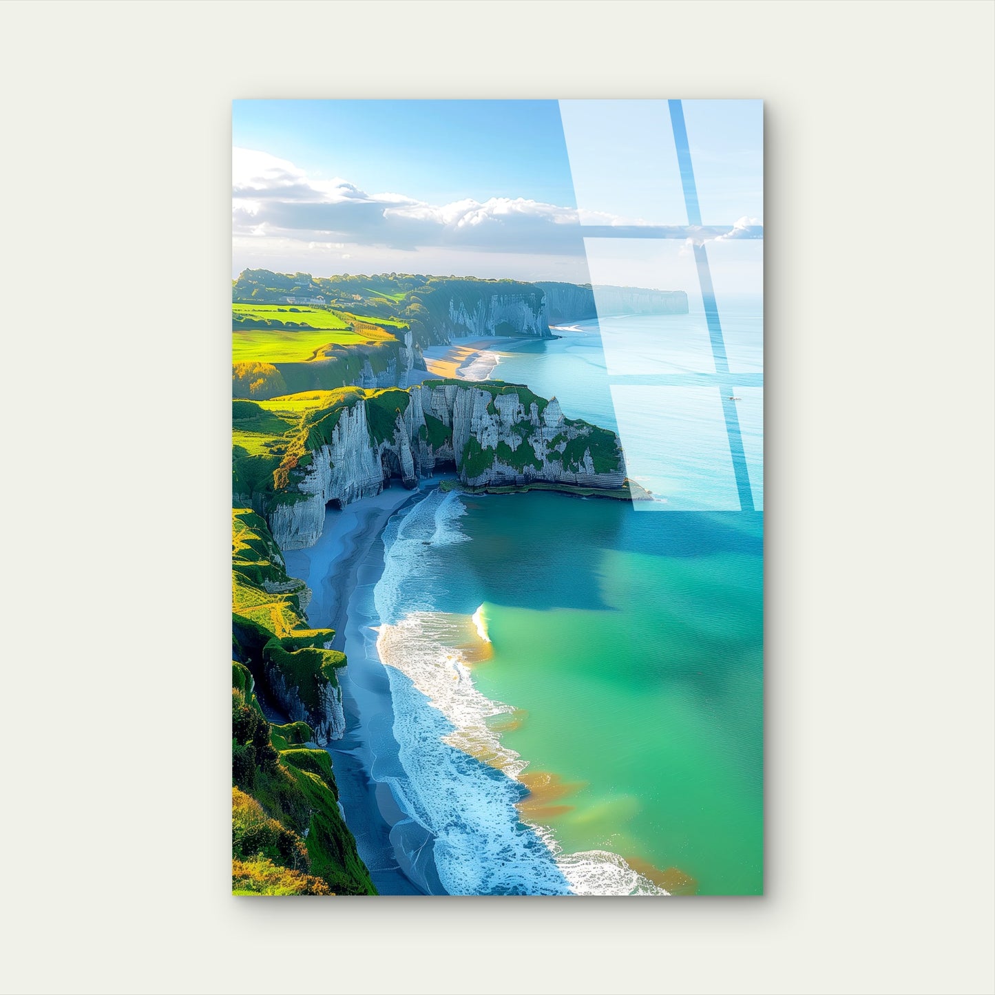 Etretat France White Cliffs Coas Acrylic Glass Printing Wall Art Australian Made Quality