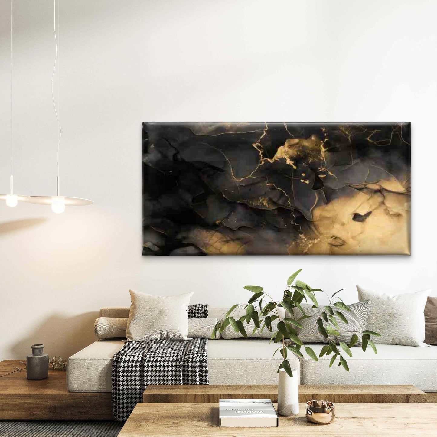 Modern Abstract Marble Texture Wall Art Canvas Office Home Room Framed 120x60cm