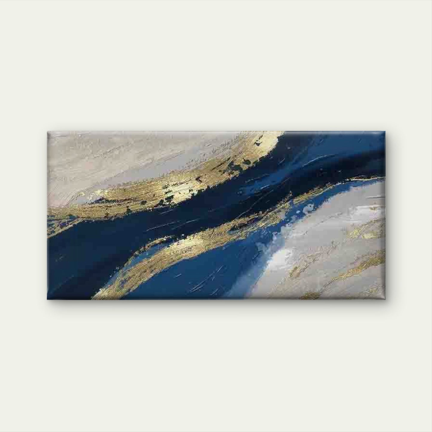 Abstract Blue & Golden Wall Art Canvas Office Home Room Framed 120x60cm - Bella Home Decor