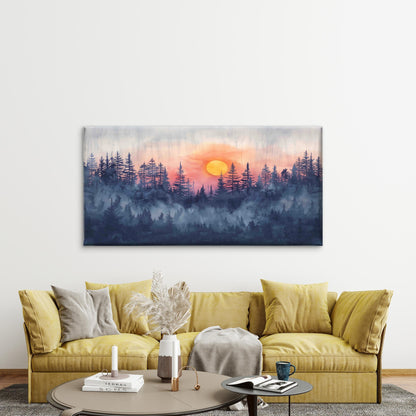 Misty Forest at Sunset Wall Art Canvas Office Home Room Framed 120x60cm - Bella Home Decor