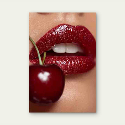 Featuring Sparkling Cherry Lips 60x90cm Metal Print Ready to Hang