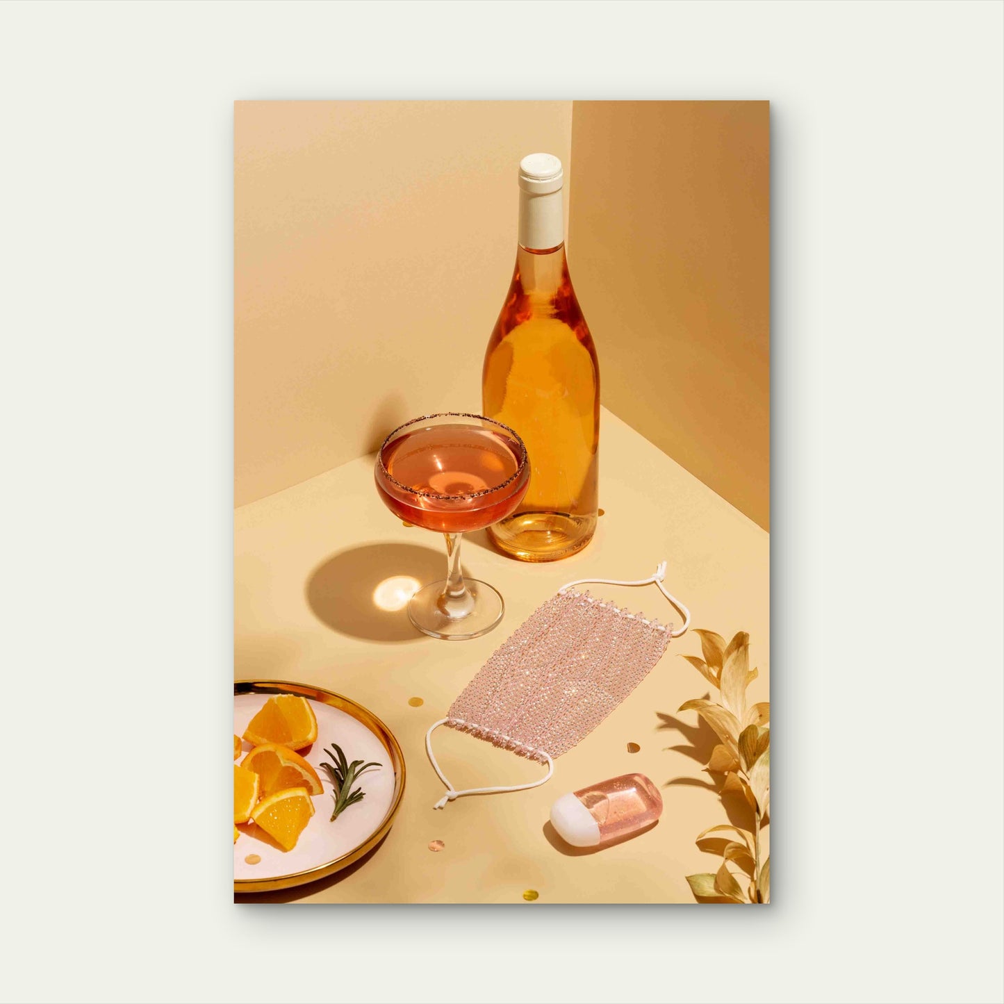 High Angle Covid Party Items Arrangement  60x90cm Metal Print Ready to Hang