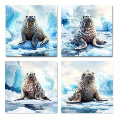 4pcs Arctic Seal Canvas Wall Art Canvas Framed