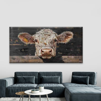 Rustic Cow Portrait Wall Art Canvas Office Home Room Framed 120x60cm
