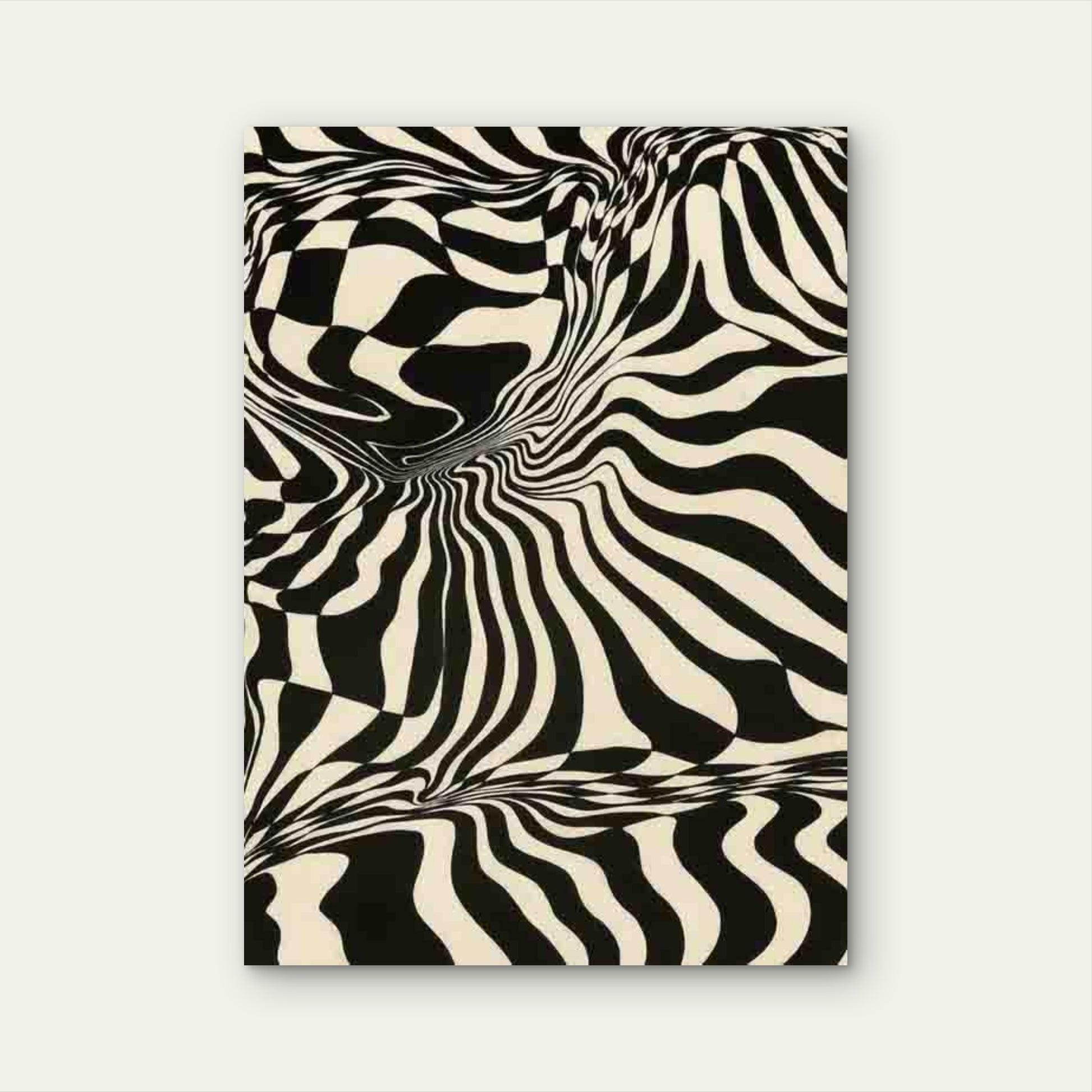 Abstract Black White Wave 60x90cm Metal Print Ready to Hang - Bella Home Decor