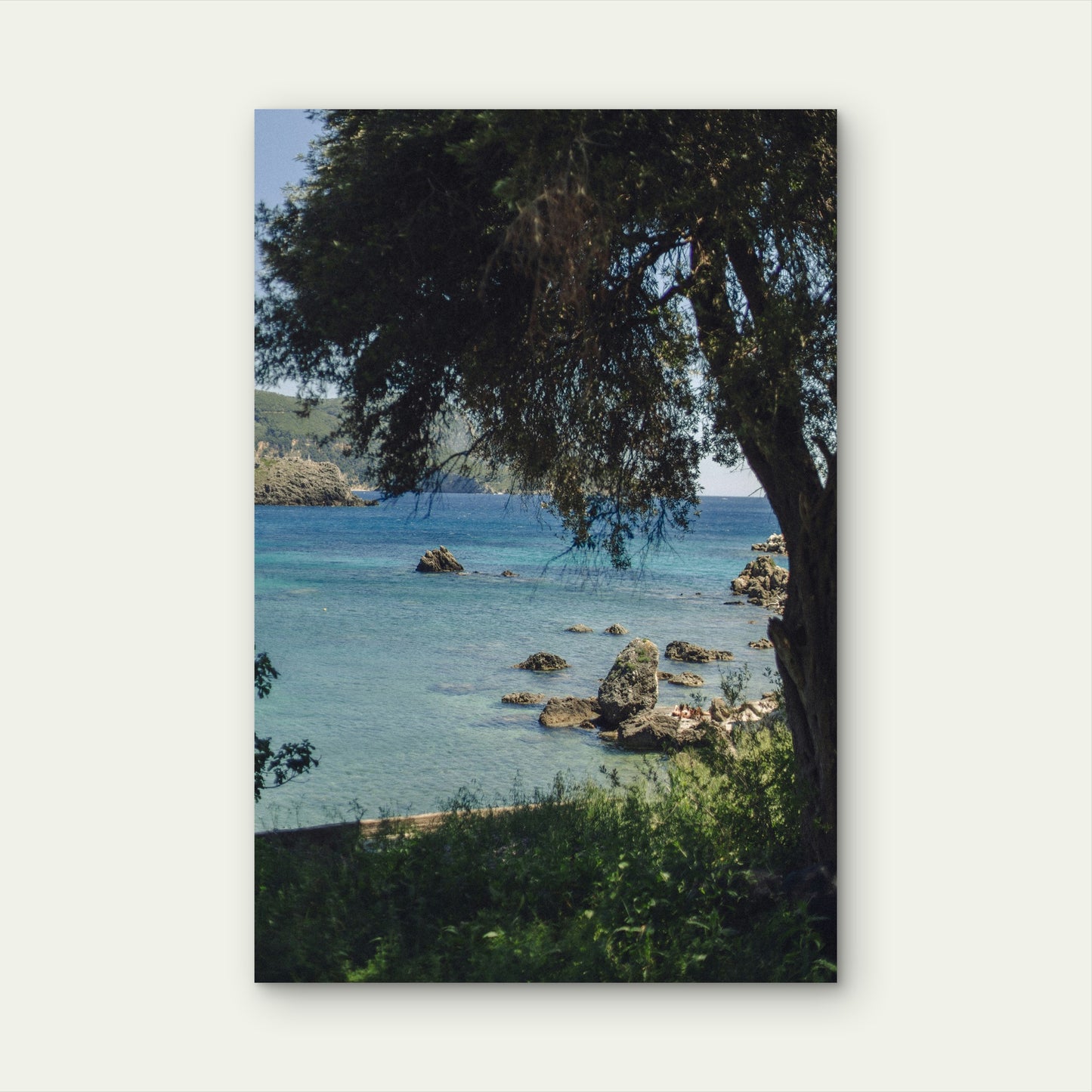 Scenic Rocky Cove in Corfu, Greece 60x90cm Metal Print Ready to Hang