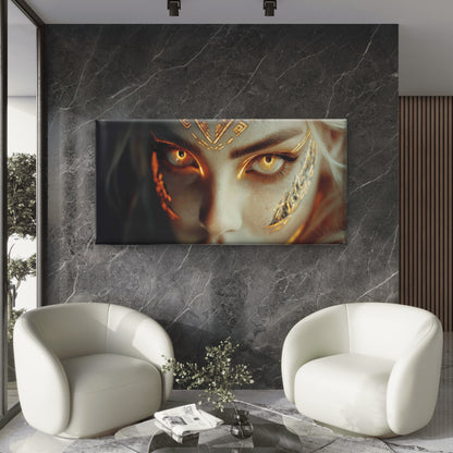 Ethereal Warrior Close Up Wall Art Canvas Office Home Room Framed 120x60cm
