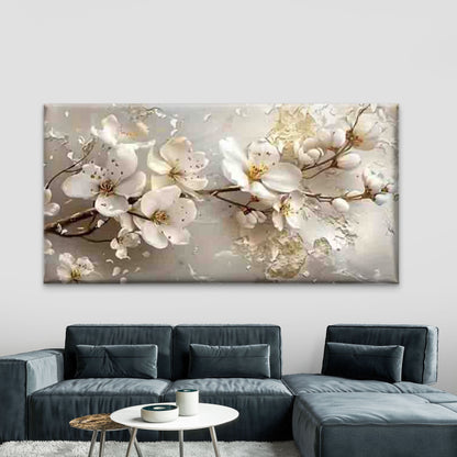 White Blossoms in Full Bloom Wall Art Canvas Office Home Room Framed 120x60cm