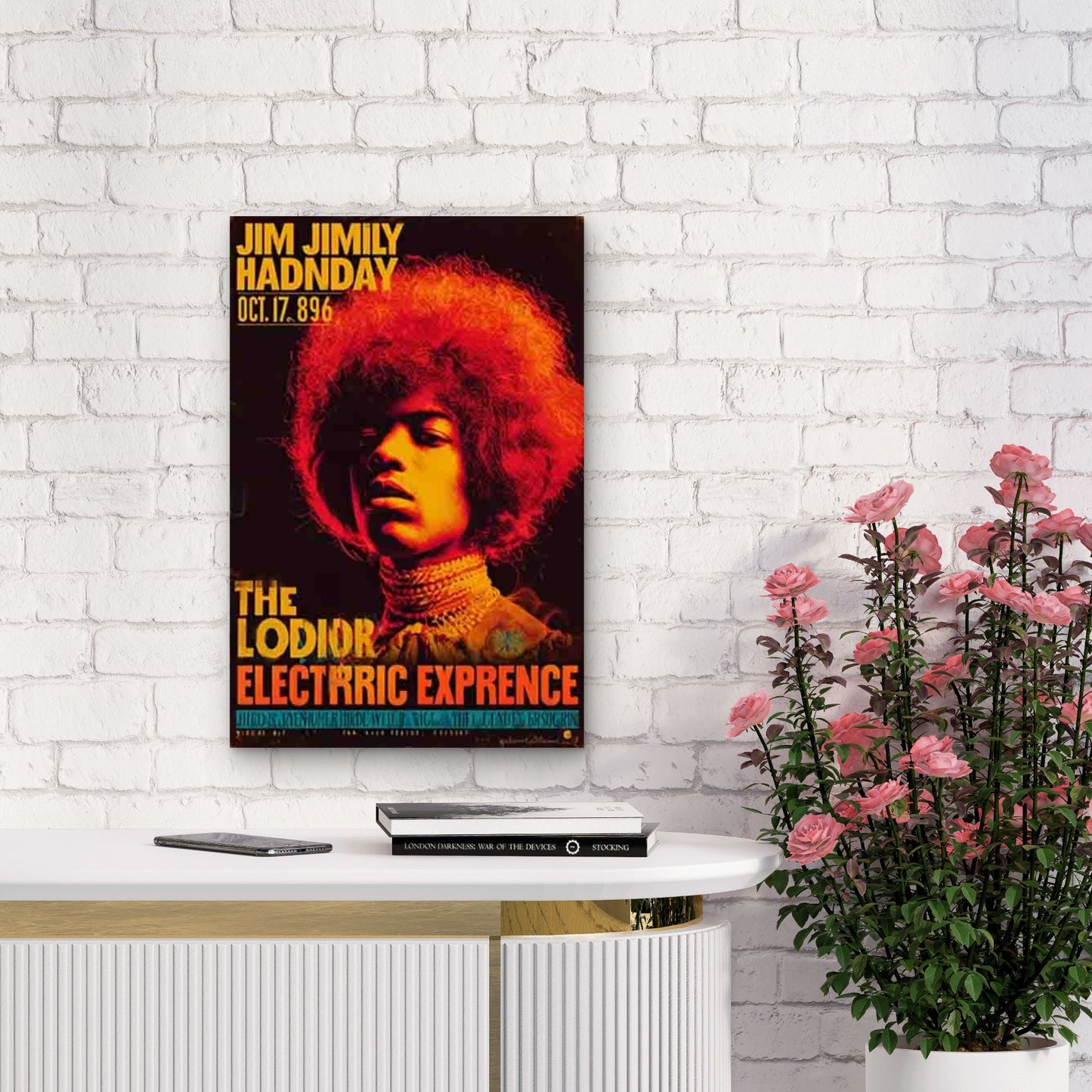 Jimi Hendrix-Inspired Electric Psychedelic Experience 60x90cm Metal Print Ready to Hang - Bella Home Decor