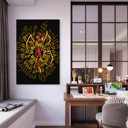 Gilded Ochre Neo-Gothic Typography 40x60cm Metal Print Ready to Hang