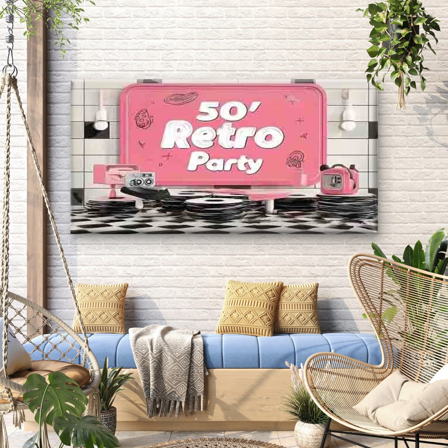 Vintage 50s Party Wall Art Canvas Office Home Room Framed 120x60cm