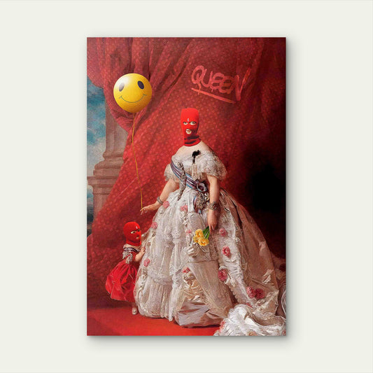 Renaissance Royalty Balaclava Smiley Balloon 60x90cm Metal Print Ready to Hang