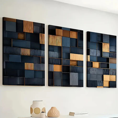 3pcs Modern Fashion Abstract Irregular Graphics Wall Art Set Canvas Unframed - High Quality Print 100% Australian Made Wall Canvas
