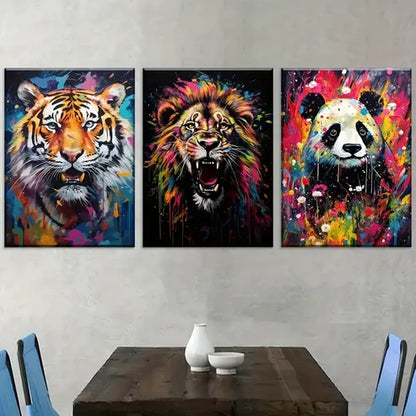 3pcs Modern And Stylish Animal Abstract Art Wall Art Canvas Unframed - High Quality Print 100% Australian Made Wall Canvas