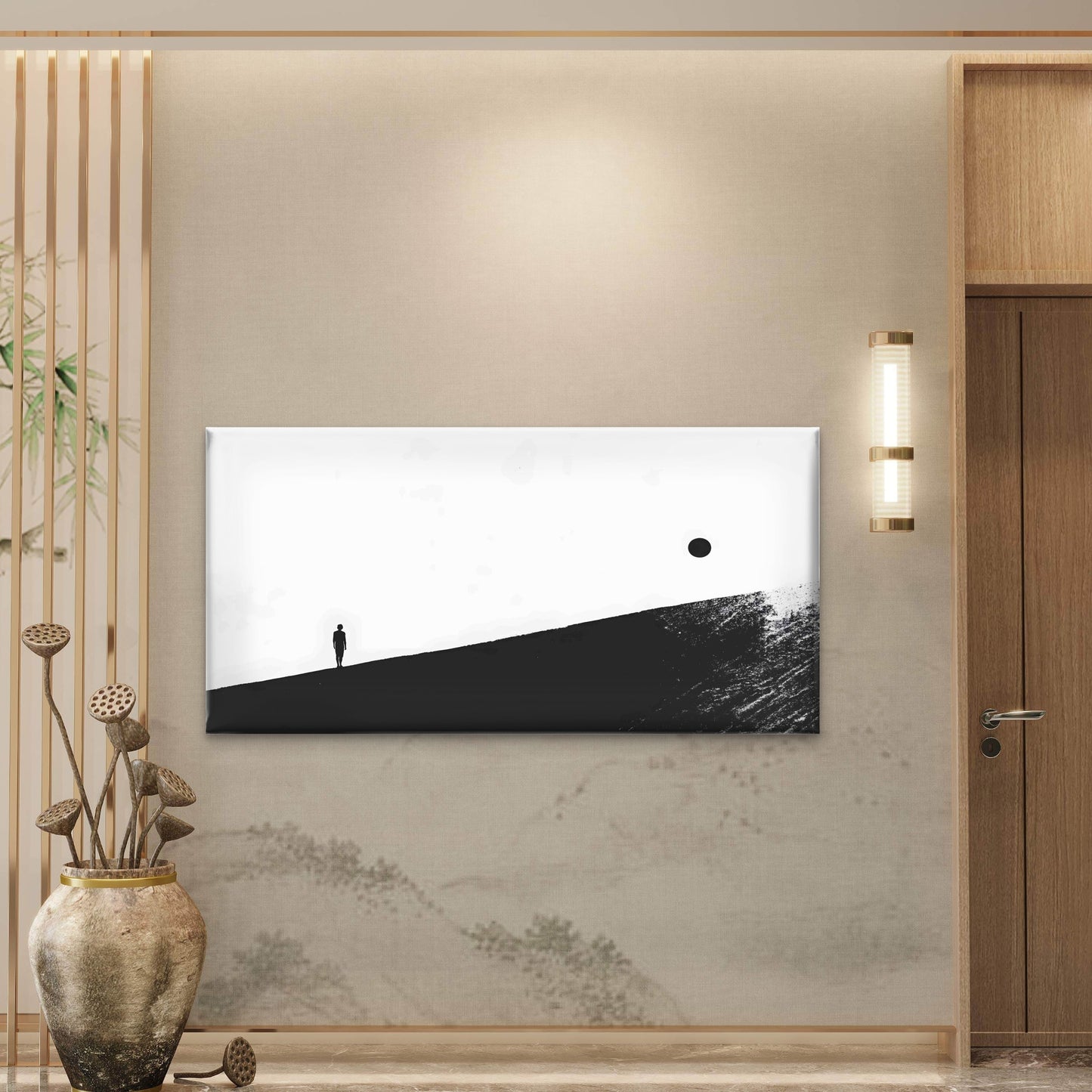 Black White Photo Person Standi Wall Art Canvas Office Home Room Framed 120x60cm