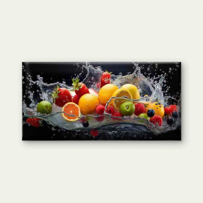 Images of Fresh Fruit Splashes Wall Art Canvas Office Home Room Framed 120x60cm